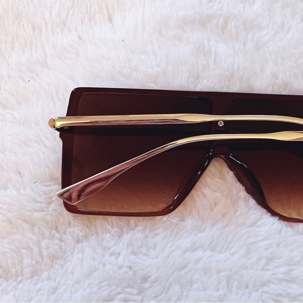 Ariel Brown Rectangle Full Frame Sunglasses - Picture 8 of 11